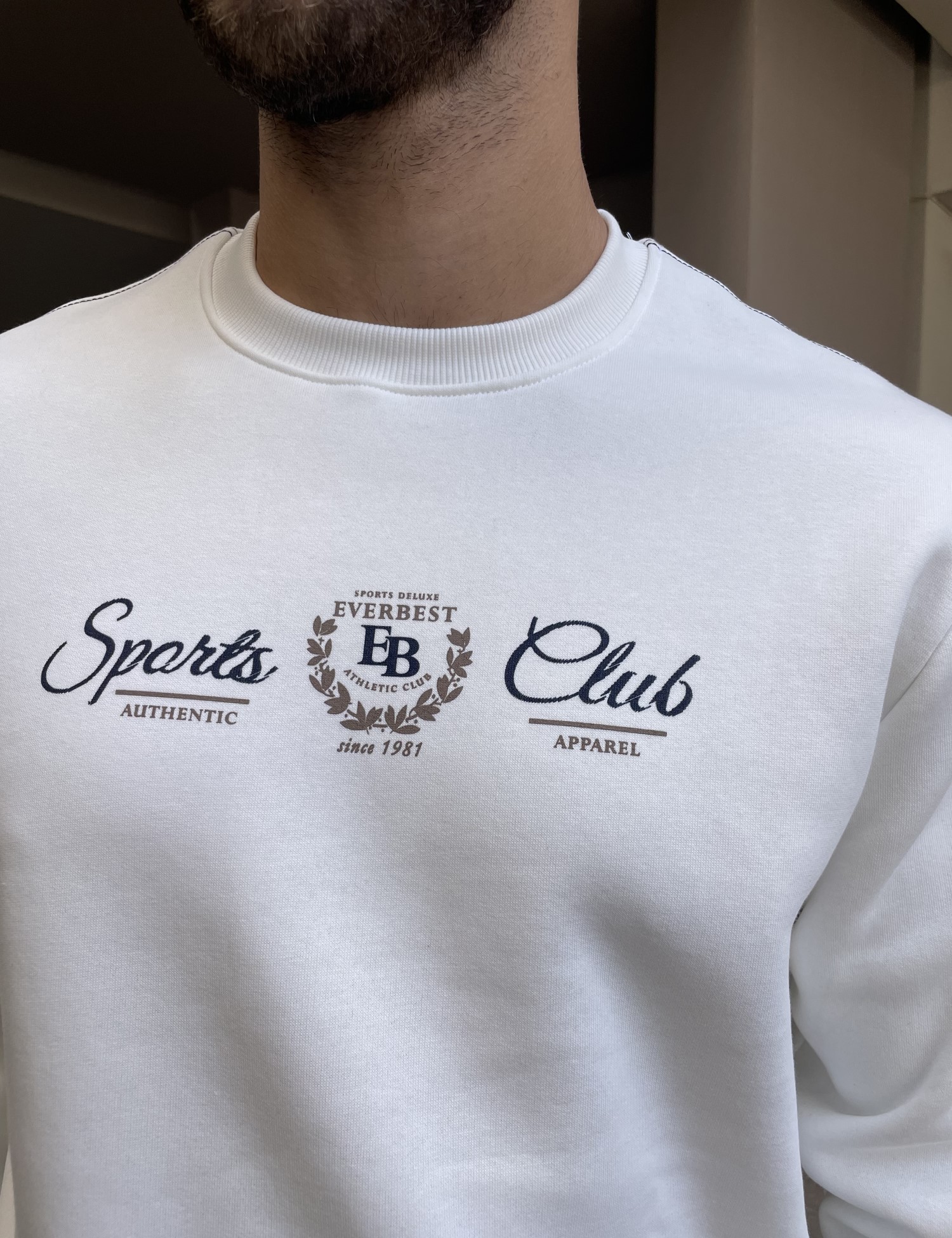 Everbest ανδρικό Plus Size λευκό φούτερ με τύπωμα 2610020 φωτογραφία